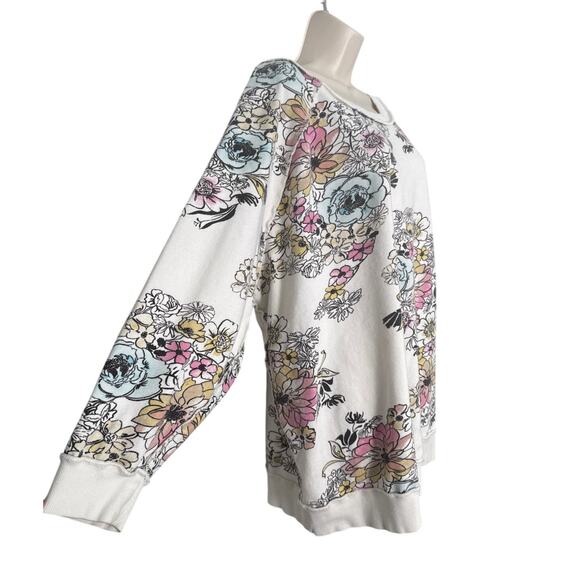 Free People Go On Floral Pastel Oversized Pullover Sweatshirt Size L - Picture 5 of 11